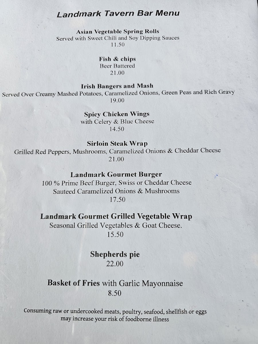 The Landmark Tavern Menu - Image 4